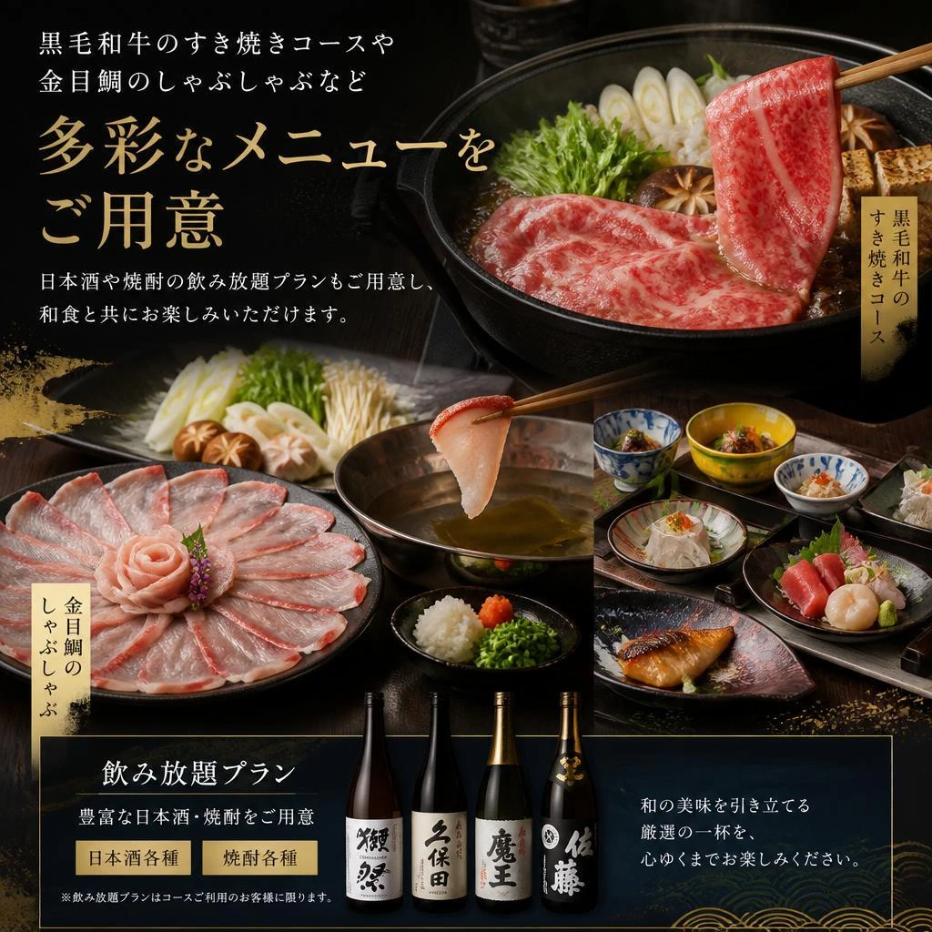 豊富なメニューと飲み放題プラン