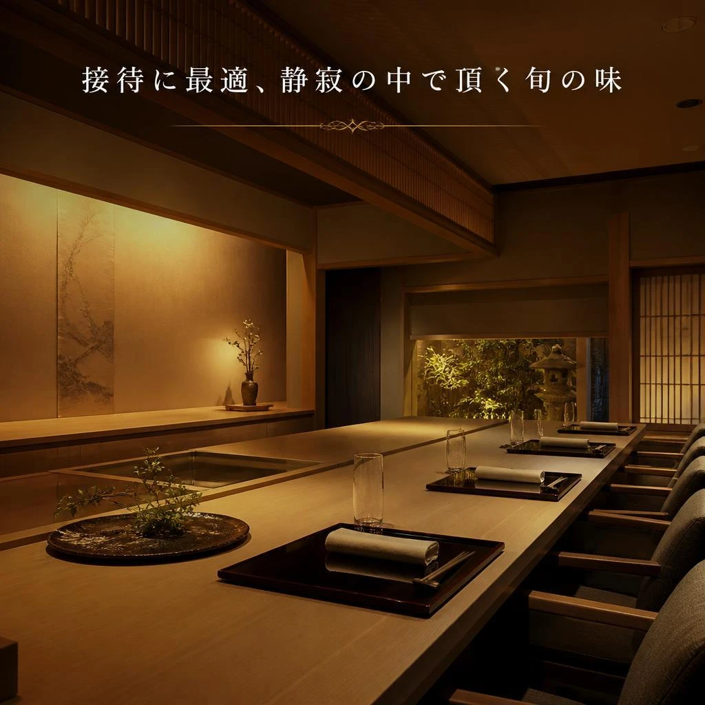 接待に最適、静寂の中で頂く旬の味