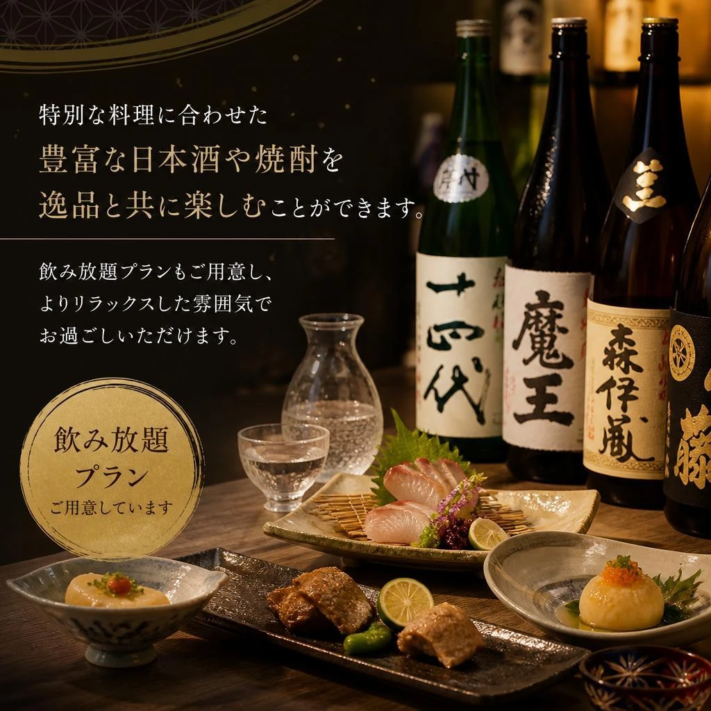 充実した飲み放題と和酒の楽しみ