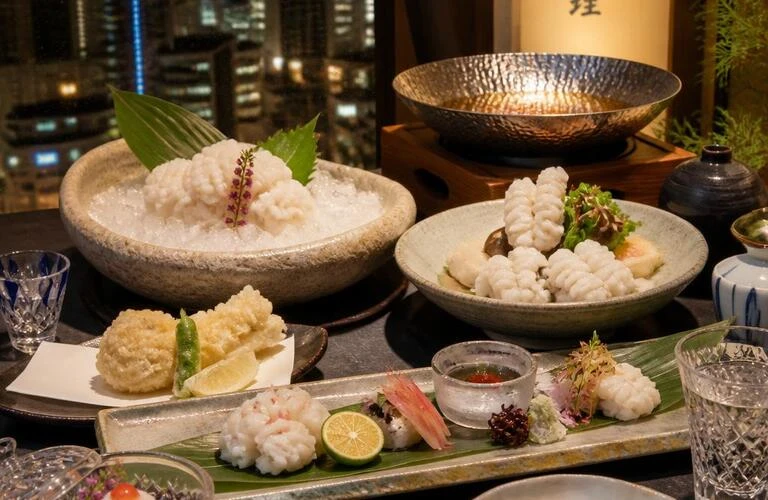 北新地で、はも料理を満喫する特別な晩餐を。