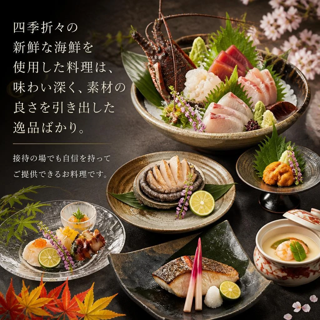 新鮮な海鮮料理の数々