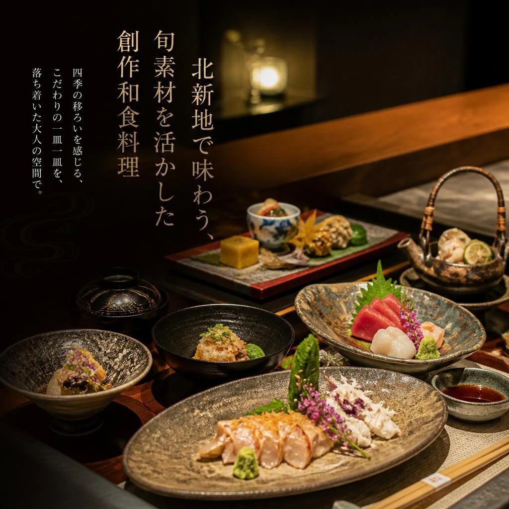北新地で味わう、旬の素材を活かした創作和食料理