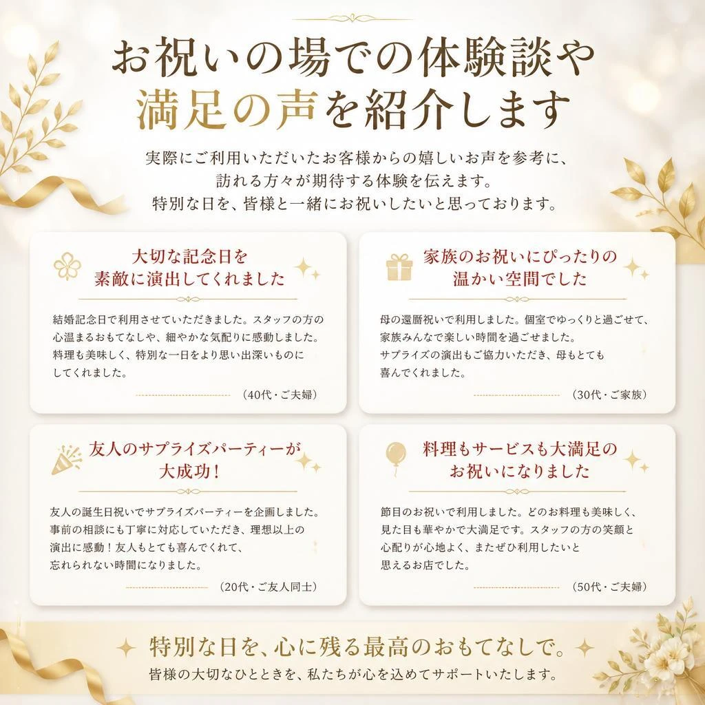 お客様の声：特別な日の感動体験