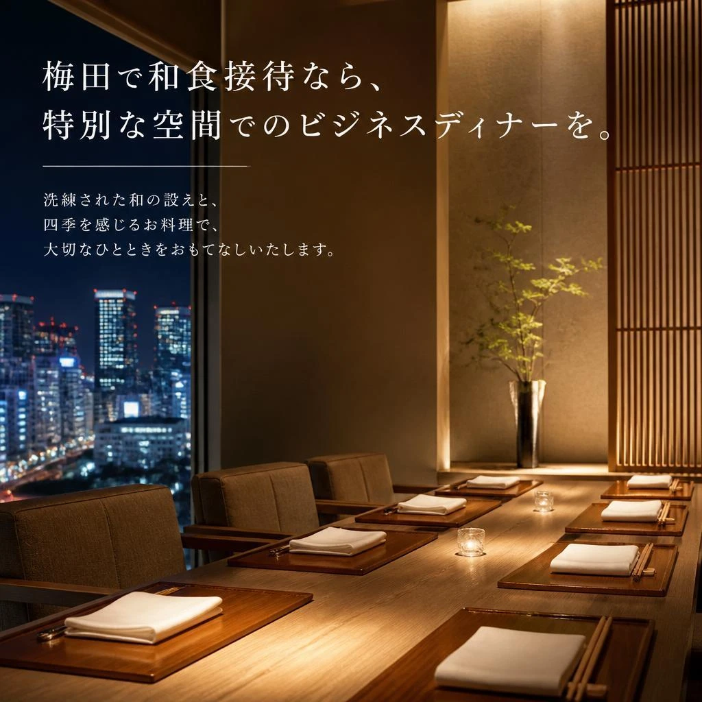 梅田で和食接待なら、特別な空間でのビジネスディナーを。