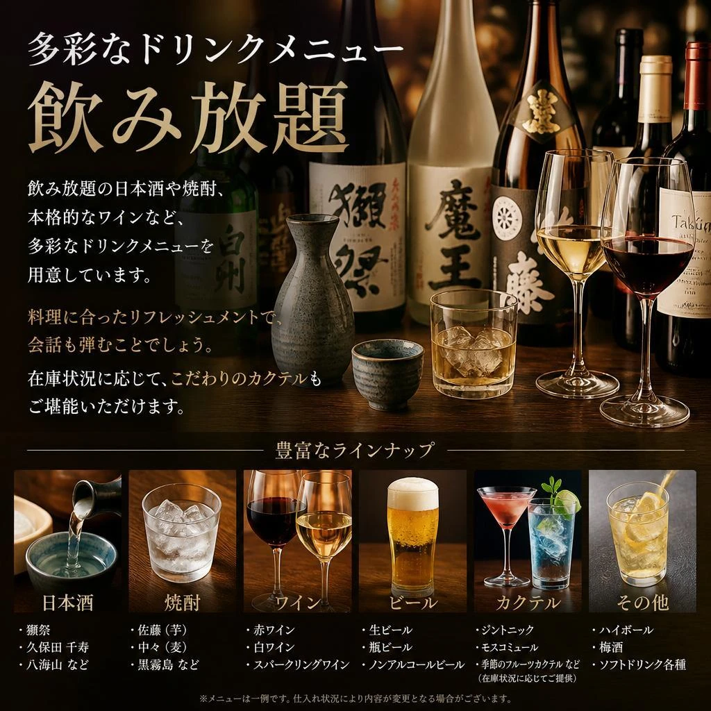 多彩なドリンクメニューでおもてなし