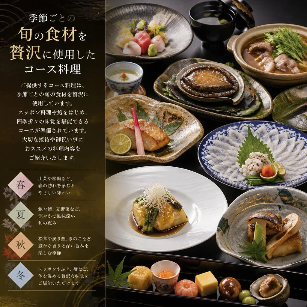 旬の食材を使用したコースメニュー