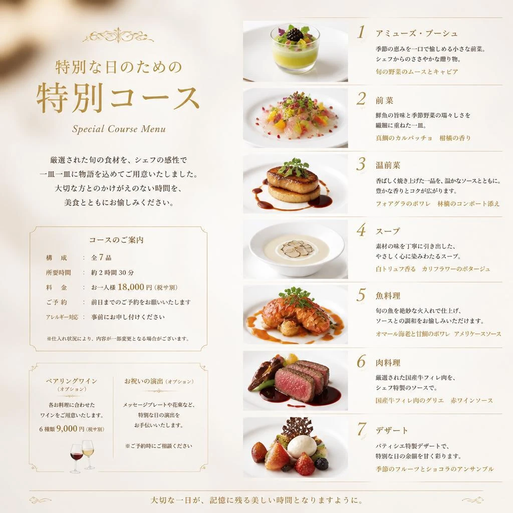 よし留の特別コース料理