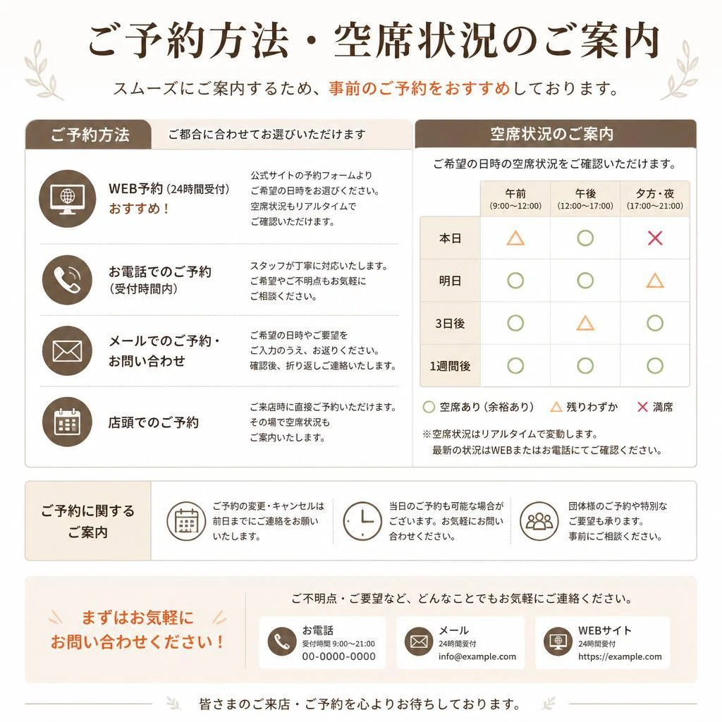今すぐ空席を確認！