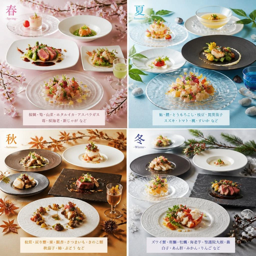 フルコースで楽しむ季節の食材