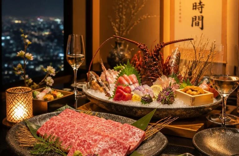 特別なデートにふさわしい、極上の和牛と新鮮な海鮮を楽しむ至福の個室プラン