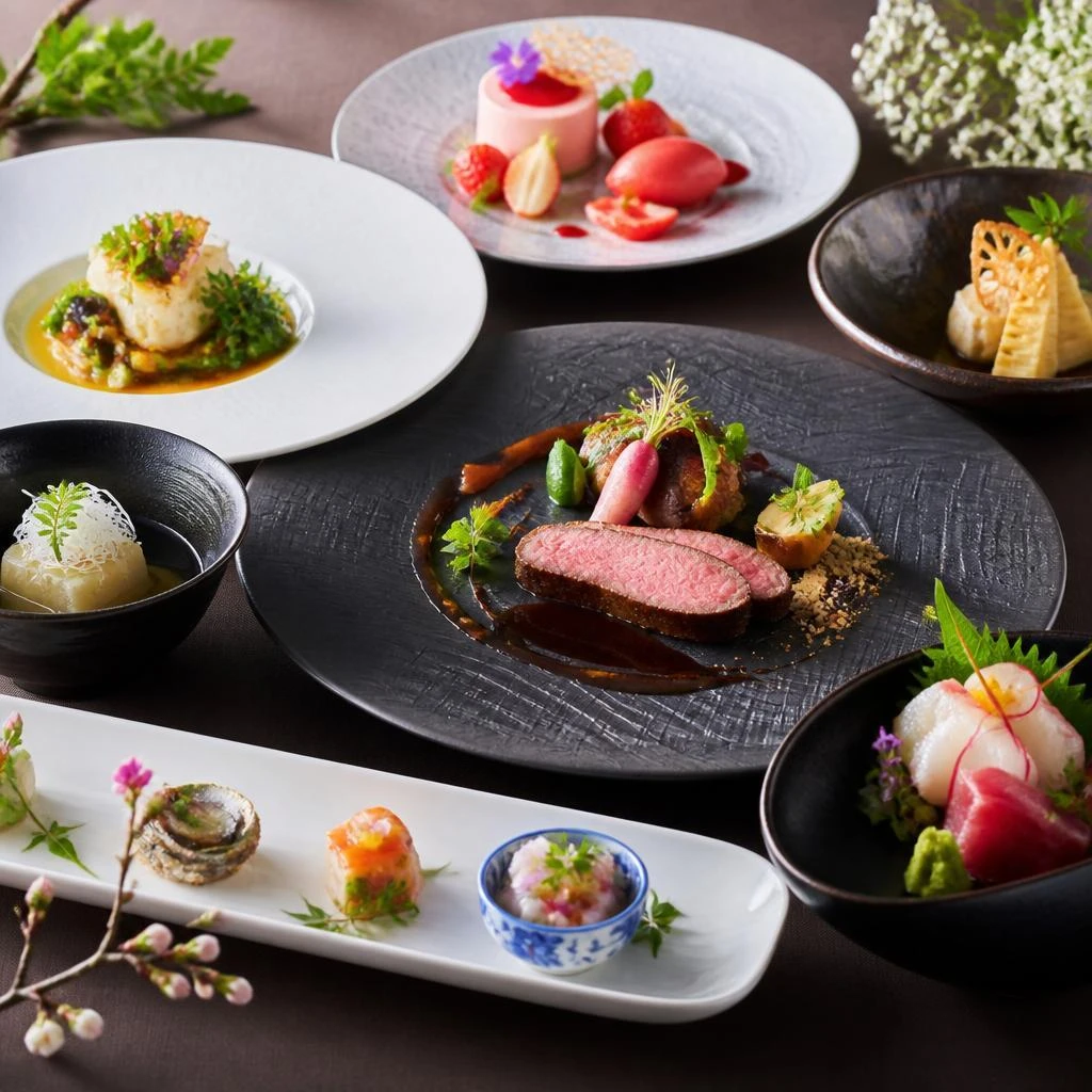 贅沢なデザート付きコース料理