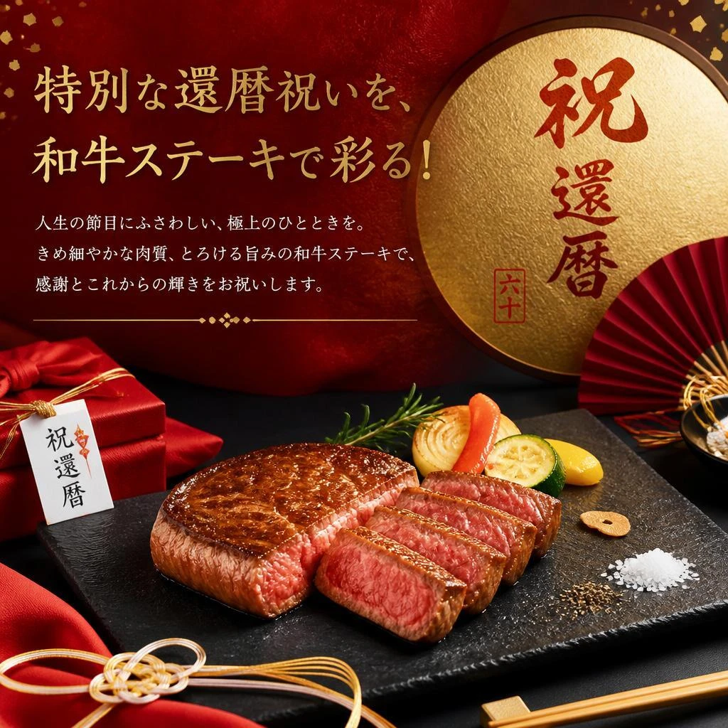 特別な還暦祝いを、和牛ステーキで彩る！