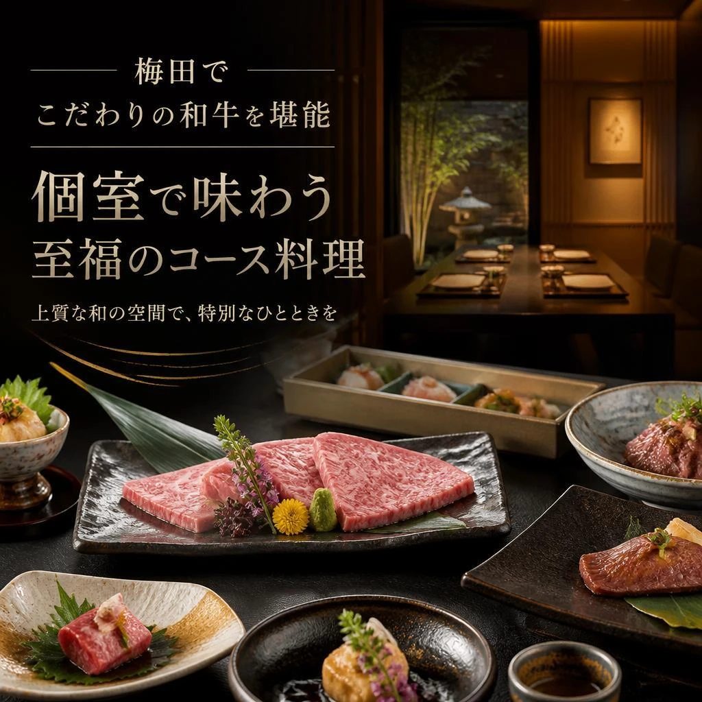 梅田でこだわりの和牛を堪能、個室で味わう至福のコース料理