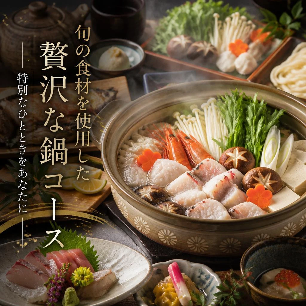 旬の食材を使用した贅沢な鍋コース - 特別なひとときをあなたに