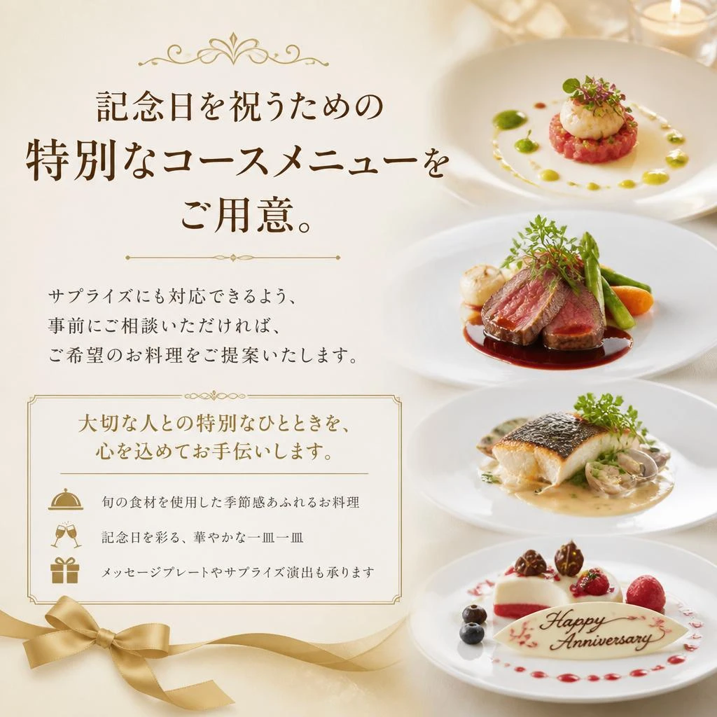 記念日を彩る特別なコースメニュー