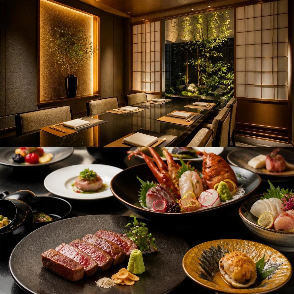接待でも使えるおしゃれな個室で、和牛ステーキと海鮮料理の絶品コースを堪能！