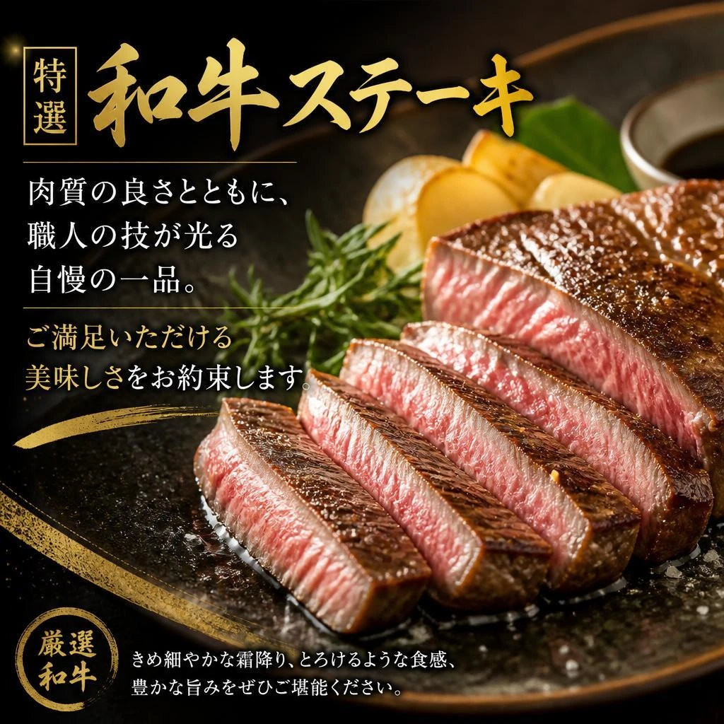 舌で感じる贅沢、和牛ステーキ