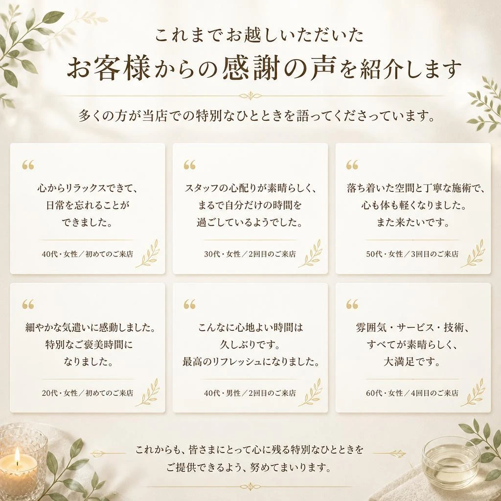 お客様の声：至福のひととき