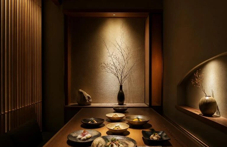吸い込まれるような落ち着きの個室で楽しむ和食のアラカルト。