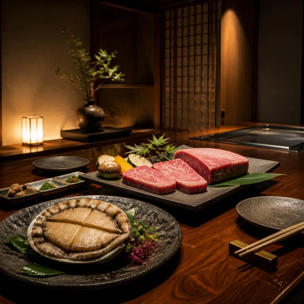 思い出に残る特別な食事、個室で和牛と鮑を堪能