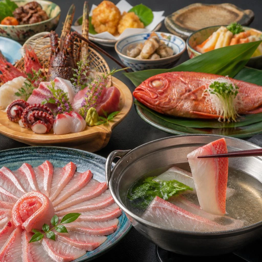 新鮮な海鮮料理の数々