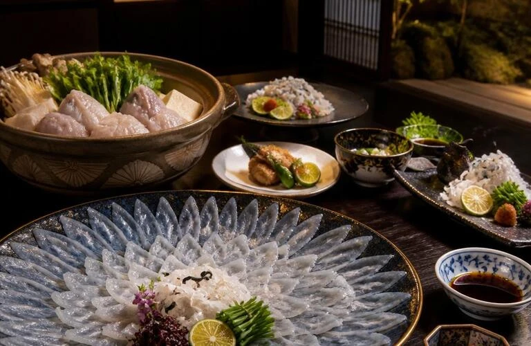 北新地の隠れ家で、豪華なふぐコース料理を囲む懇親会
