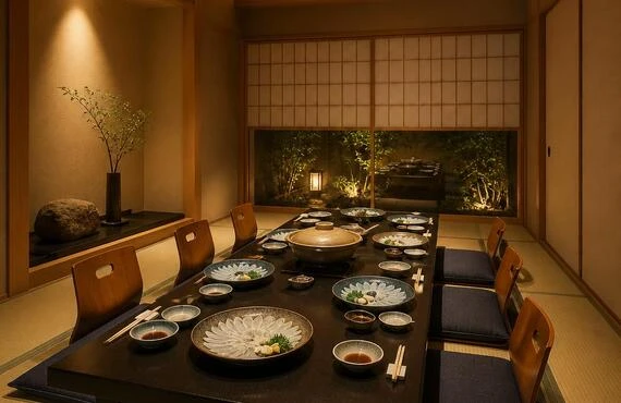 北新地で味わう、ふぐの極み。接待に最適な個室座敷
