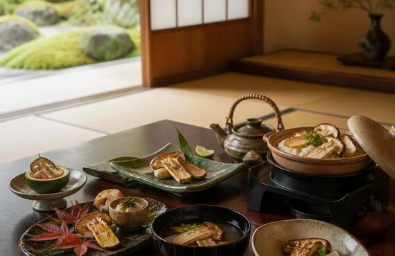 静寂な座敷で楽しむ贅沢な松茸料理、極上のビジネスランチをあなたに。
