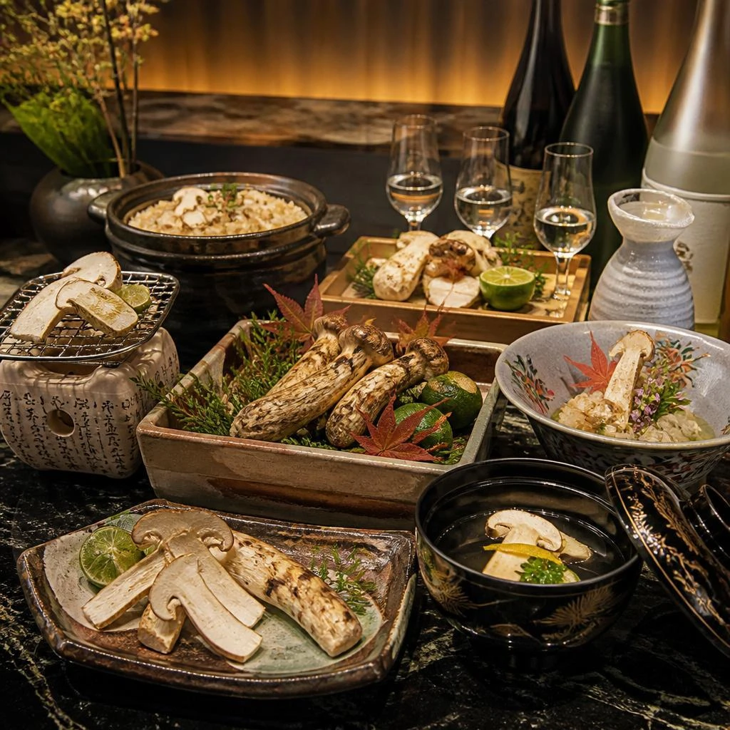 贅沢な松茸尽くしの和食と日本酒の華やかなペアリングを北新地で